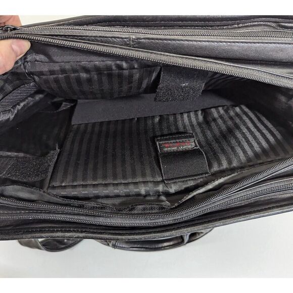 TUMI Alpha Expandable Large Leather Briefcase  Laptop Messenger Shoulder Bag - Picture 7 of 16